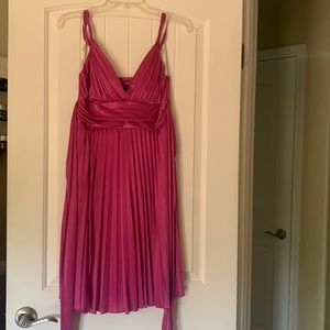 Fuschia Tie Back Satin Dress